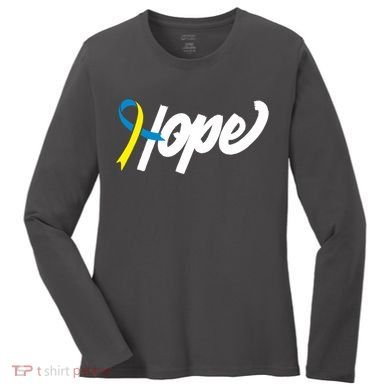Hope Down Syndrome Awareness Ribbon Women's Long Sleeve Shirt