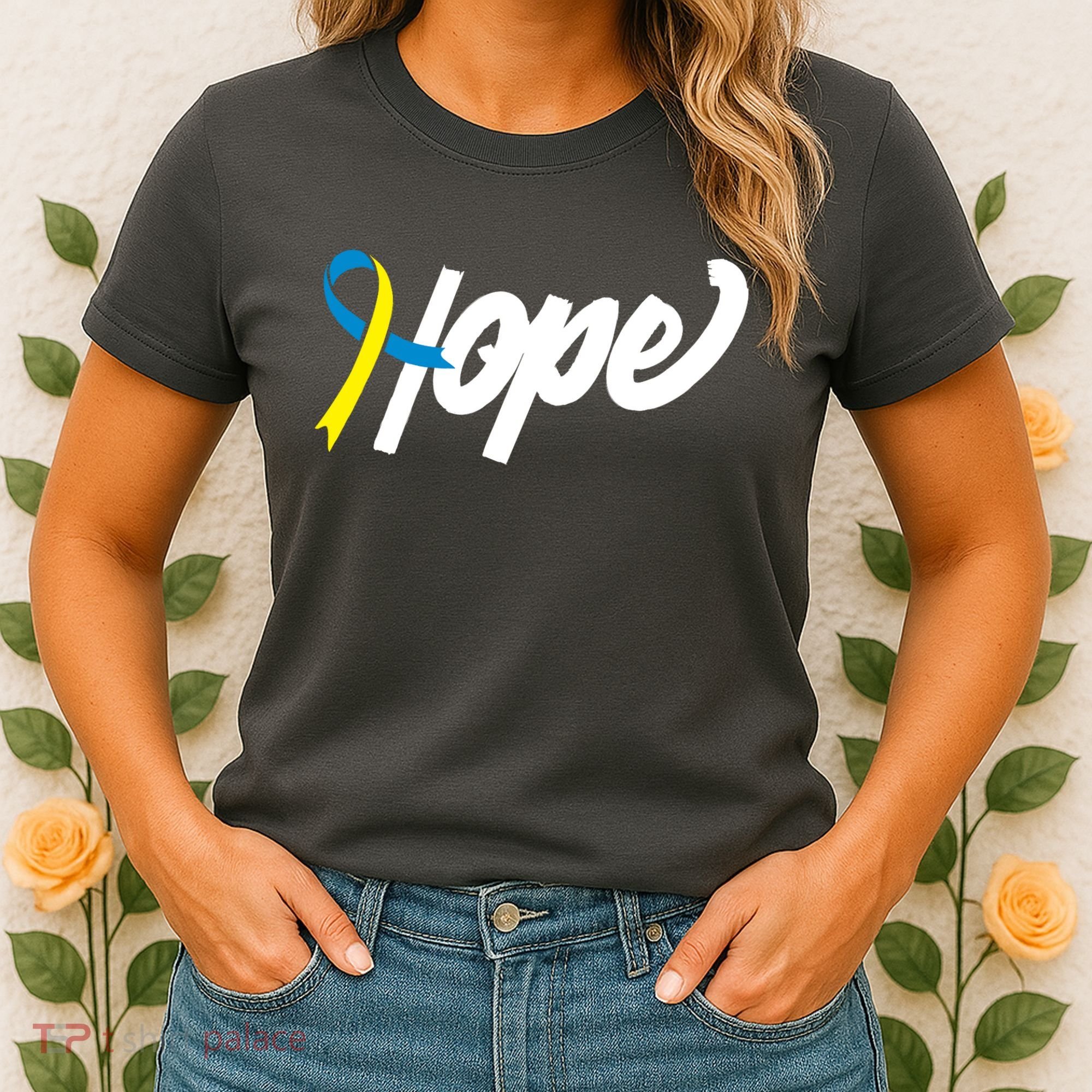 Hope Down Syndrome Awareness Ribbon Women's T-Shirt