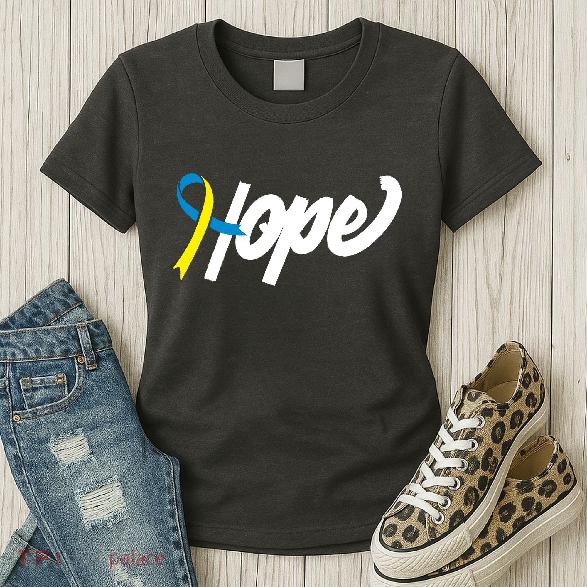 Hope Down Syndrome Awareness Ribbon Women's T-Shirt