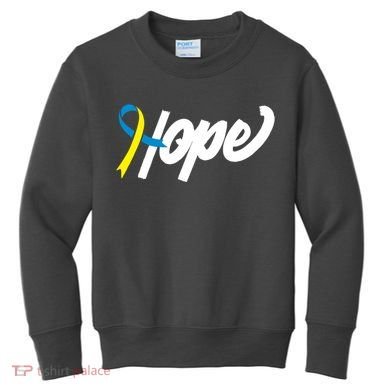 Hope Down Syndrome Awareness Ribbon Kids Sweatshirt