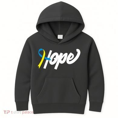 Hope Down Syndrome Awareness Ribbon Kids Hoodie