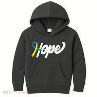 Hope Down Syndrome Awareness Ribbon Kids Hoodie thumb 0