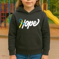 Hope Down Syndrome Awareness Ribbon Kids Hoodie thumb 3