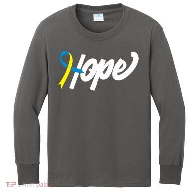 Hope Down Syndrome Awareness Ribbon Kids Long Sleeve Shirt