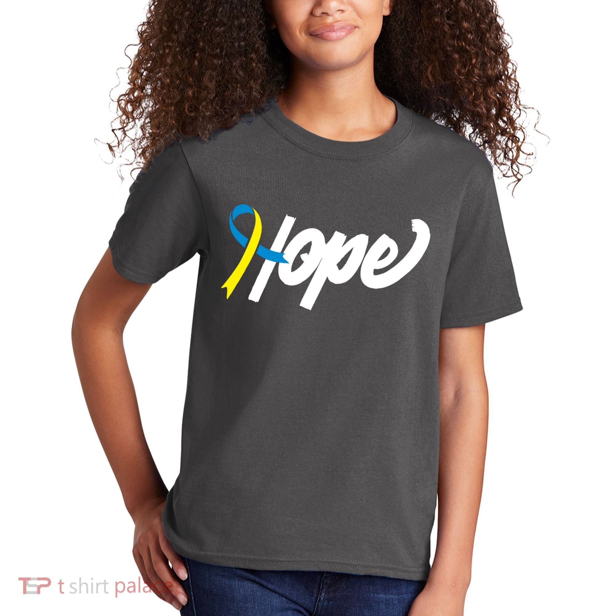 Hope Down Syndrome Awareness Ribbon Kids T-Shirt