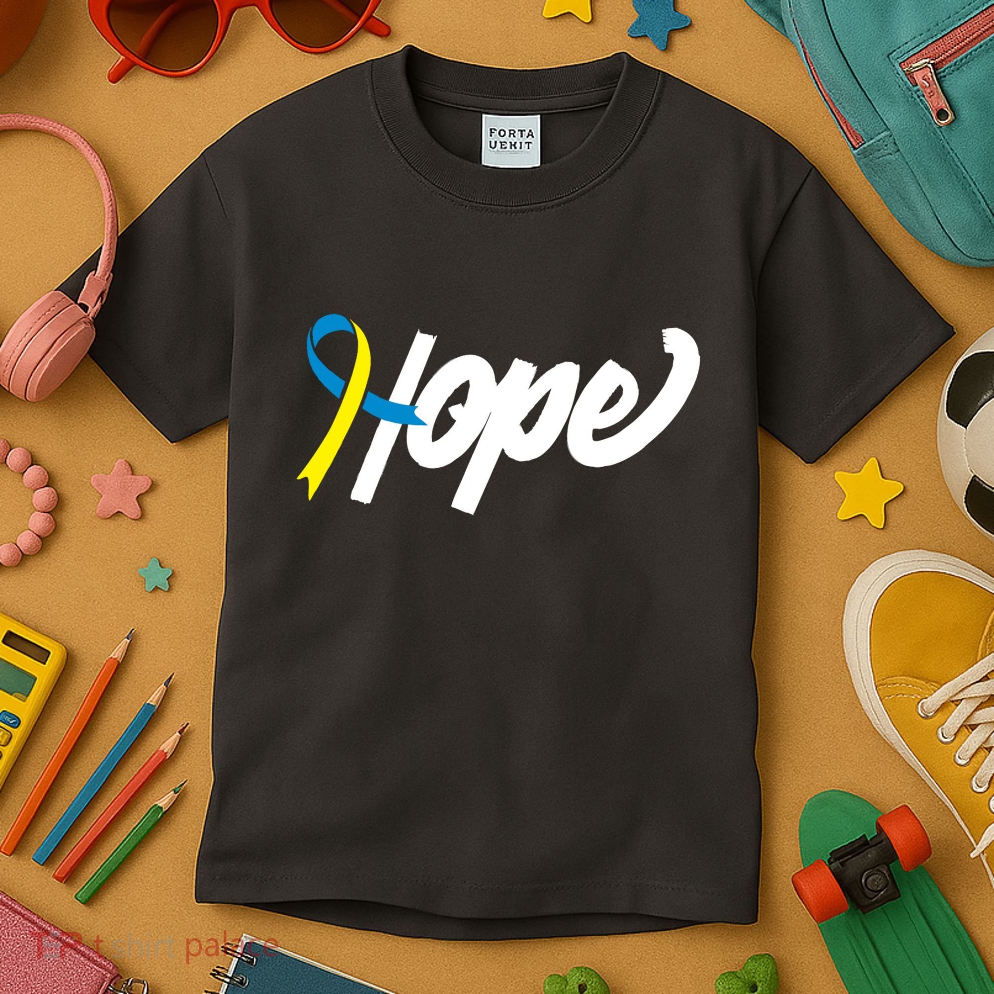 Hope Down Syndrome Awareness Ribbon Kids T-Shirt