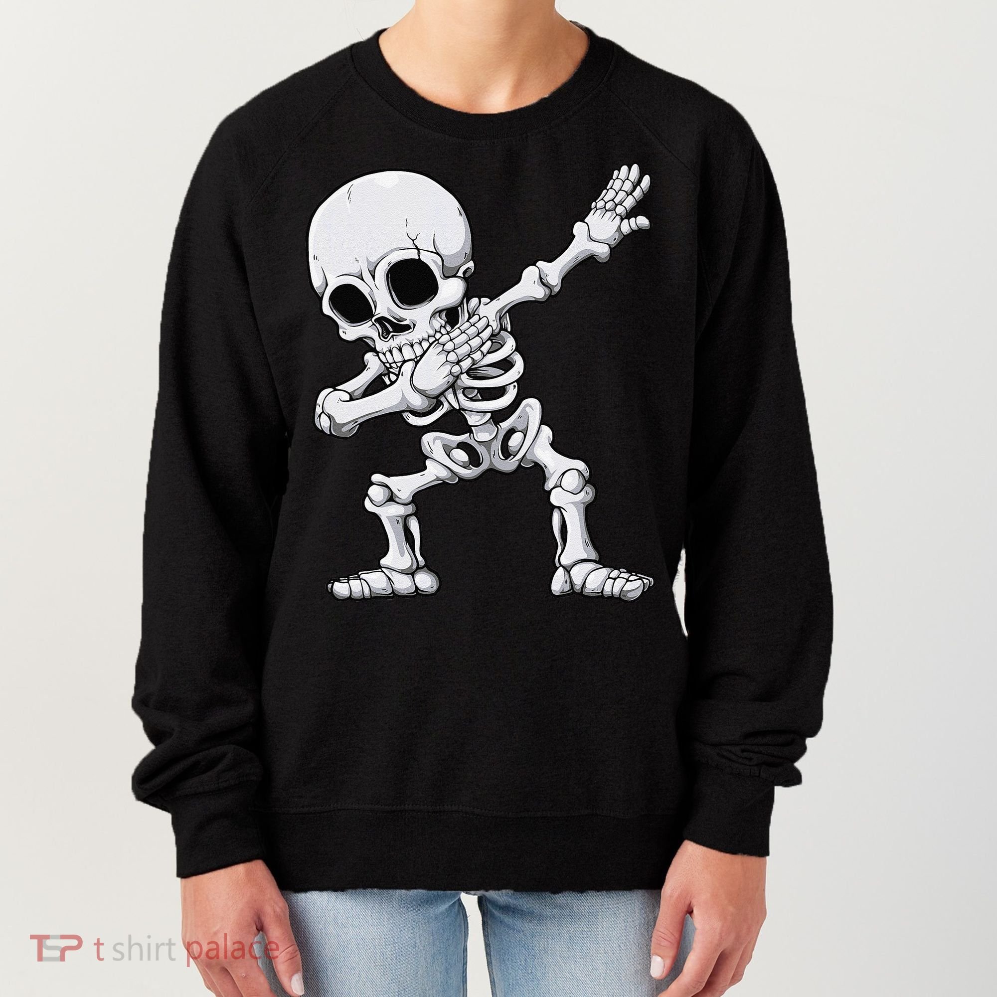Halloween Dabbing Skeleton Skull Rib Cage Dab Dance Women's Sweatshirt