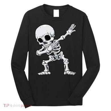 Halloween Dabbing Skeleton Skull Rib Cage Dab Dance Long Sleeve Shirt