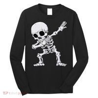 Halloween Dabbing Skeleton Skull Rib Cage Dab Dance Long Sleeve Shirt thumb 0