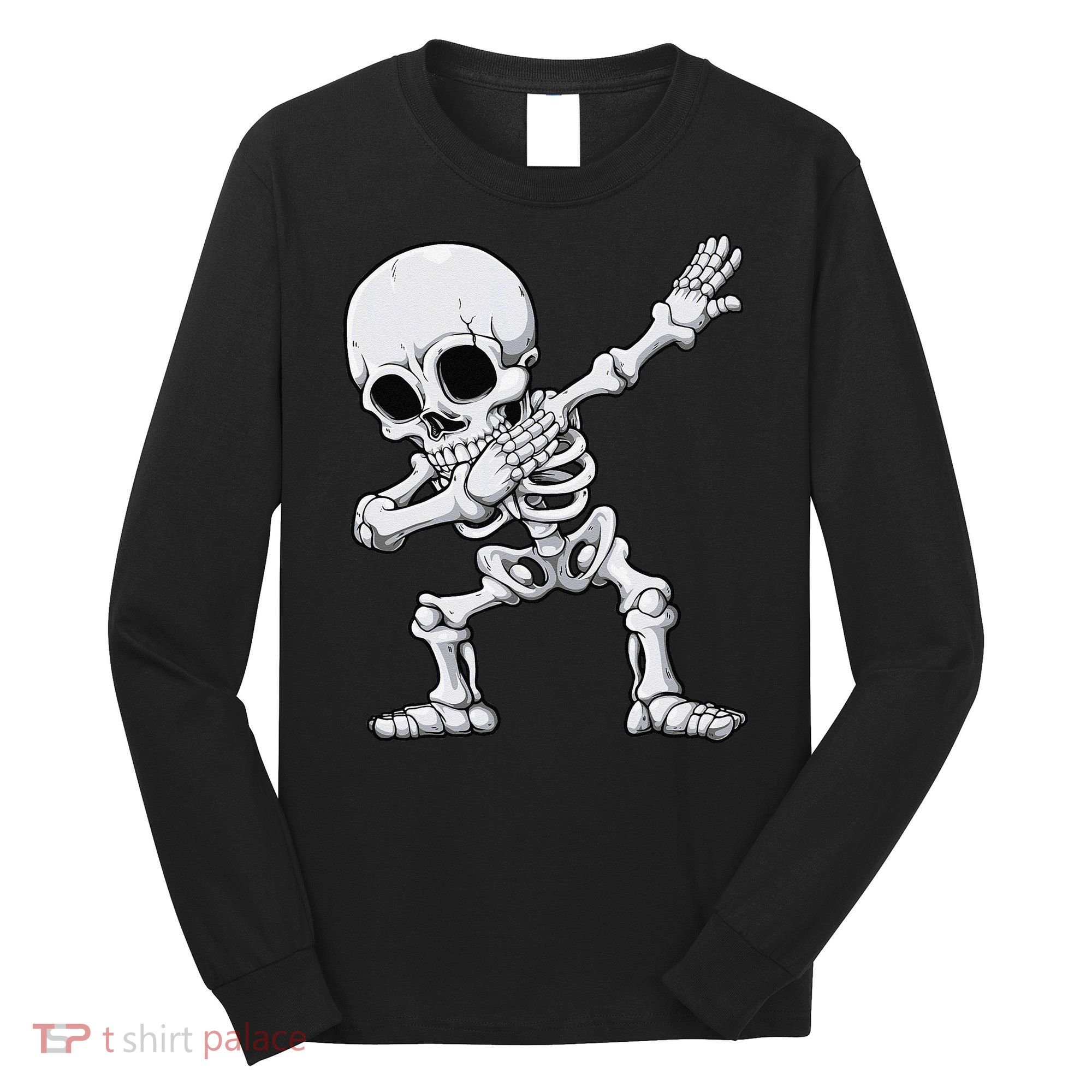 Halloween Dabbing Skeleton Skull Rib Cage Dab Dance Long Sleeve Shirt