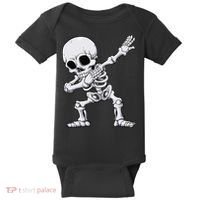 Halloween Dabbing Skeleton Skull Rib Cage Dab Dance Baby Bodysuit thumb 0