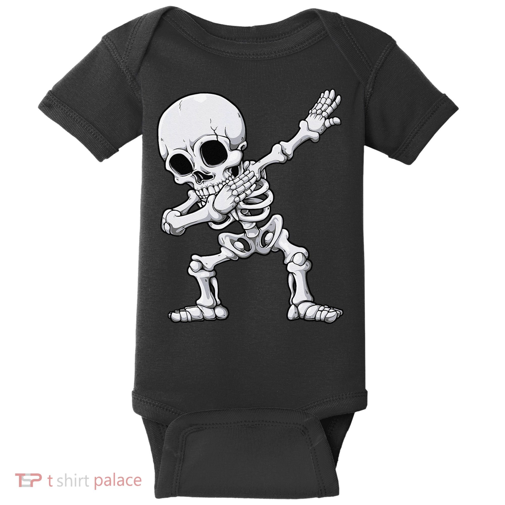 Halloween Dabbing Skeleton Skull Rib Cage Dab Dance Baby Bodysuit