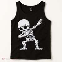 Halloween Dabbing Skeleton Skull Rib Cage Dab Dance Tank Top thumb 2