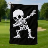 Halloween Dabbing Skeleton Skull Rib Cage Dab Dance Golf Towel thumb 1