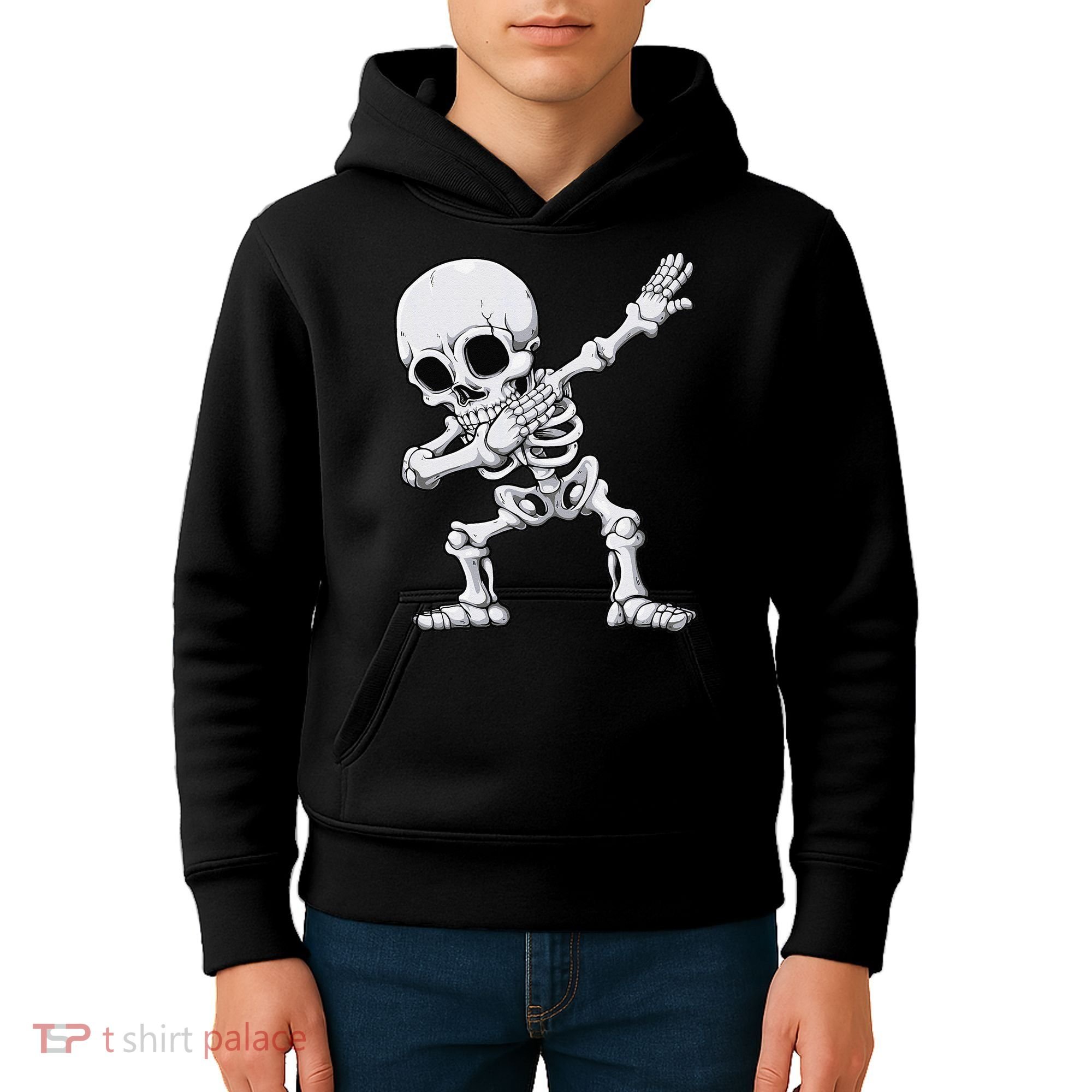 Halloween Dabbing Skeleton Skull Rib Cage Dab Dance Kids Hoodie