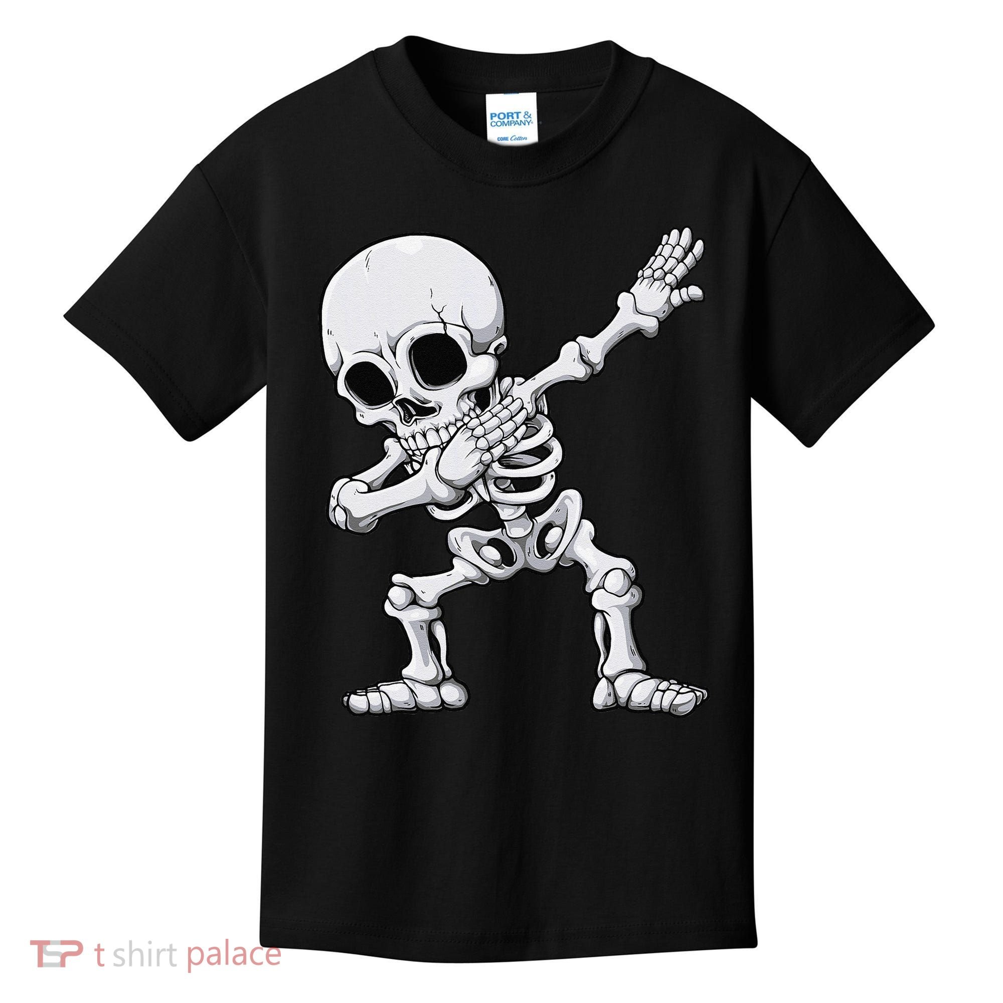 Halloween Dabbing Skeleton Skull Rib Cage Dab Dance Kids T-Shirt