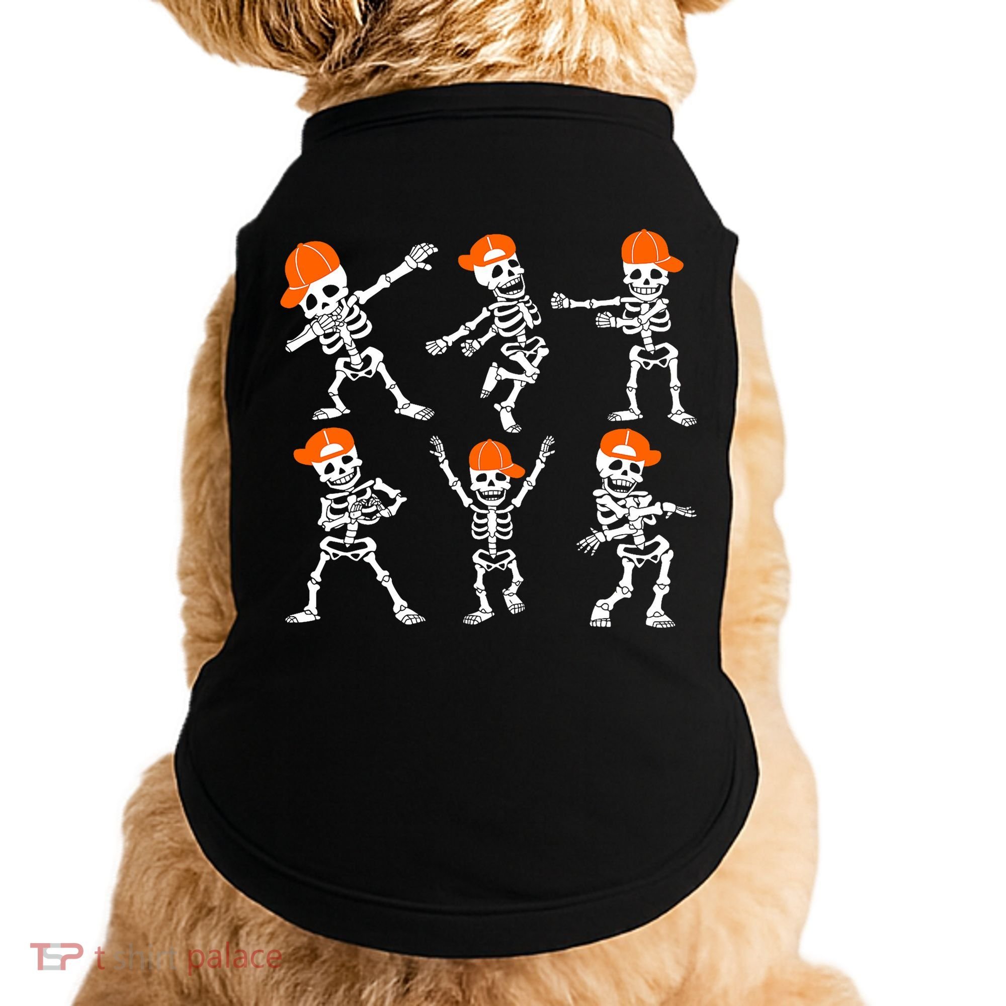 Halloween Dancing Skeleton Cap Funny Doggie Tank