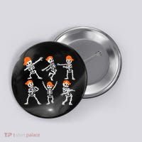 Halloween Dancing Skeleton Cap Funny Button thumb 0