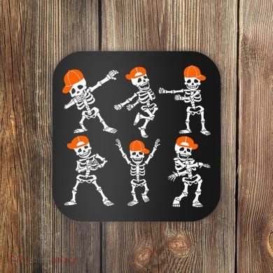 Halloween Dancing Skeleton Cap Funny Coaster