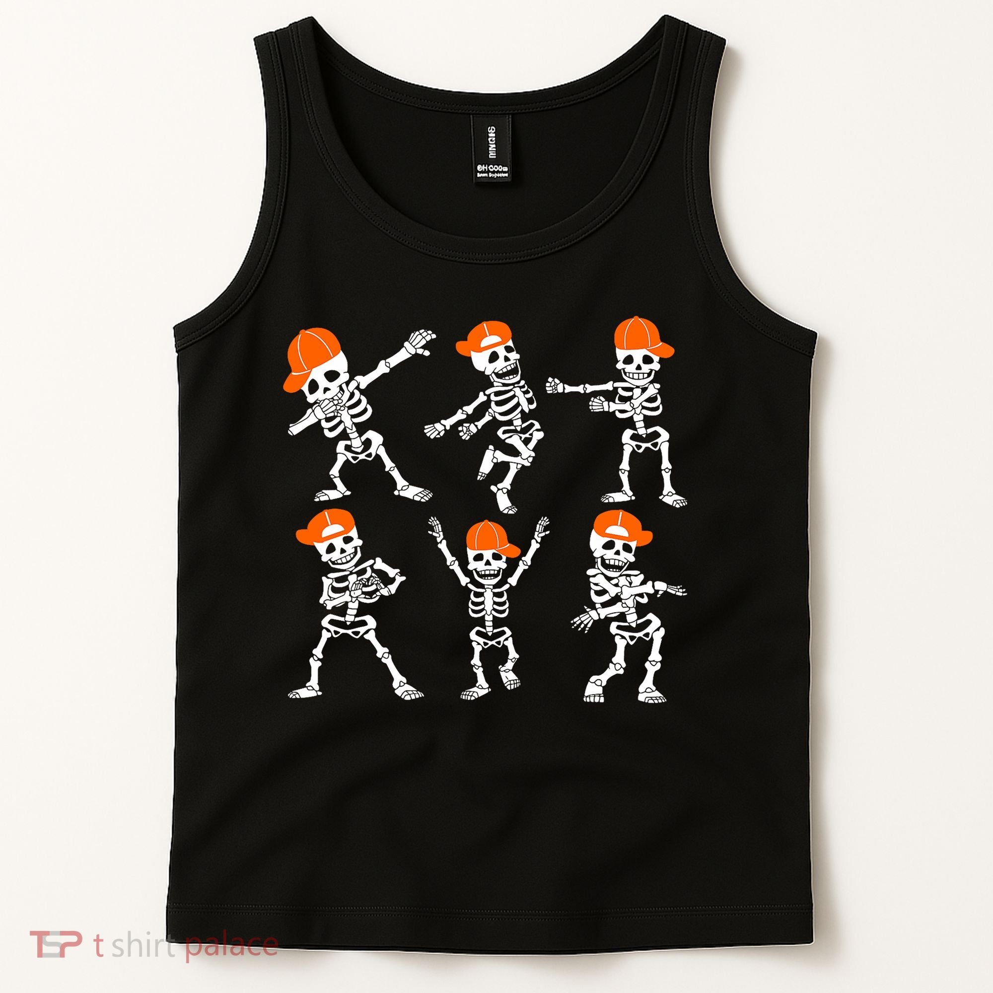 Halloween Dancing Skeleton Cap Funny Tank Top