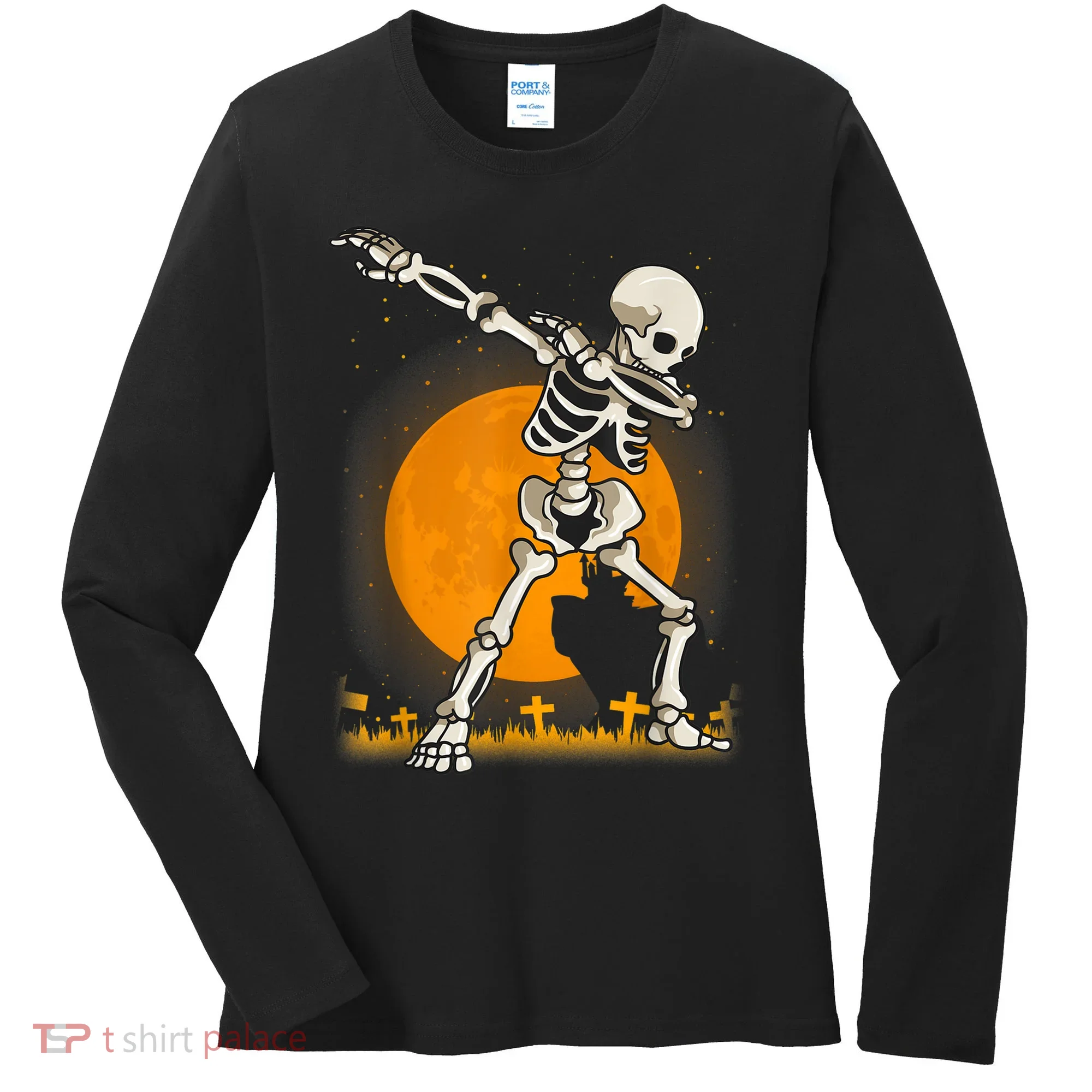 Halloween Dabbing Skeleton Women's Long Sleeve Shirt