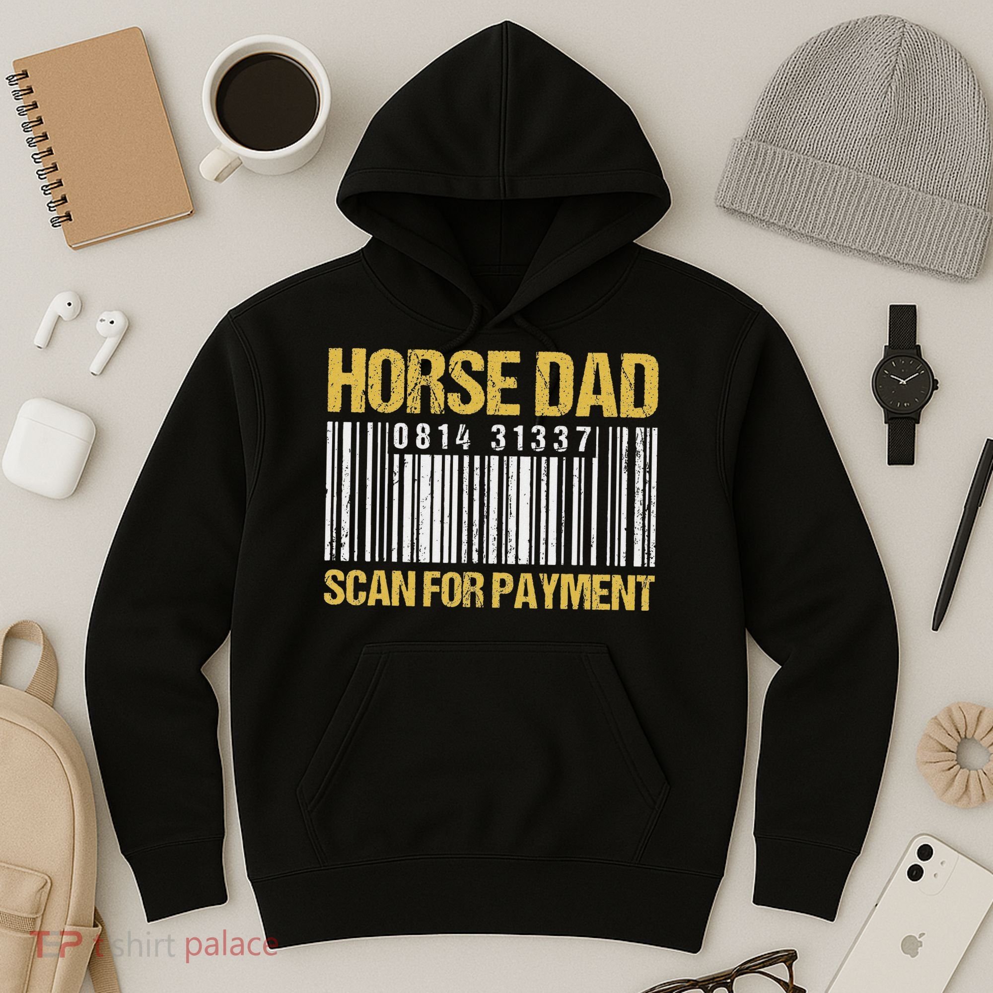 Horse Dad Scan For Payment Barcode Horse Dad Hoodie