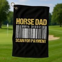 Horse Dad Scan For Payment Barcode Horse Dad Golf Towel thumb 1