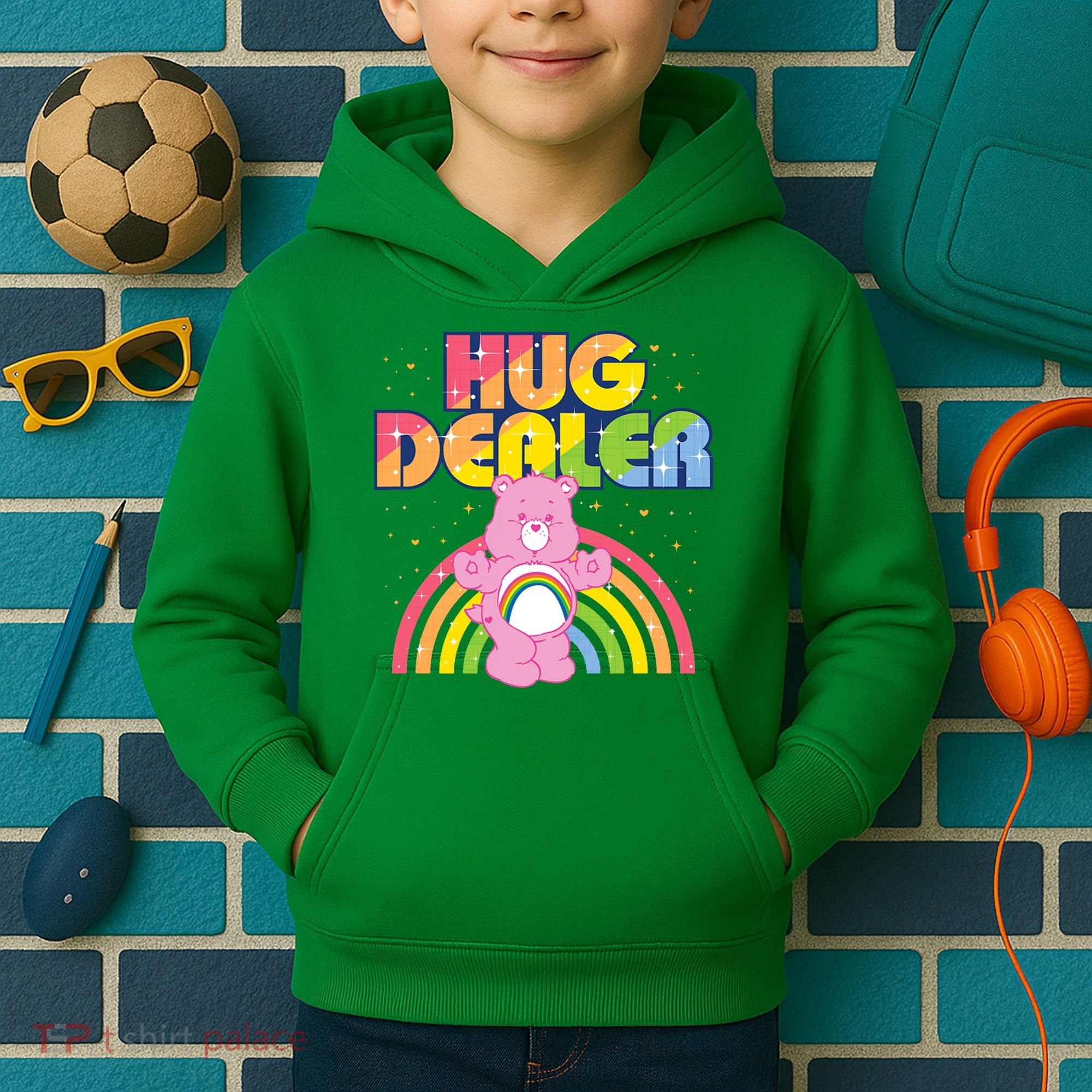 Hug Dealer Teddy Bear Rainbow Kids Hoodie