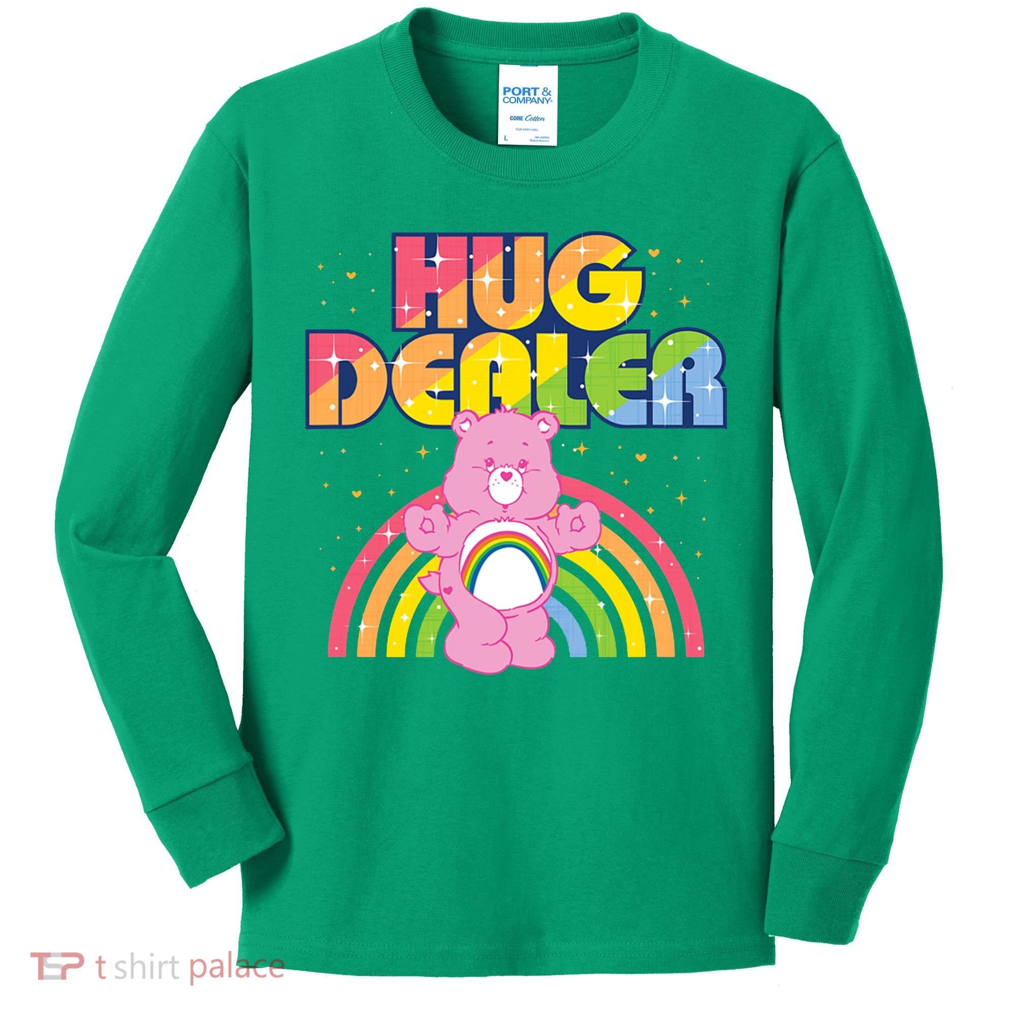 Hug Dealer Teddy Bear Rainbow Kids Long Sleeve Shirt