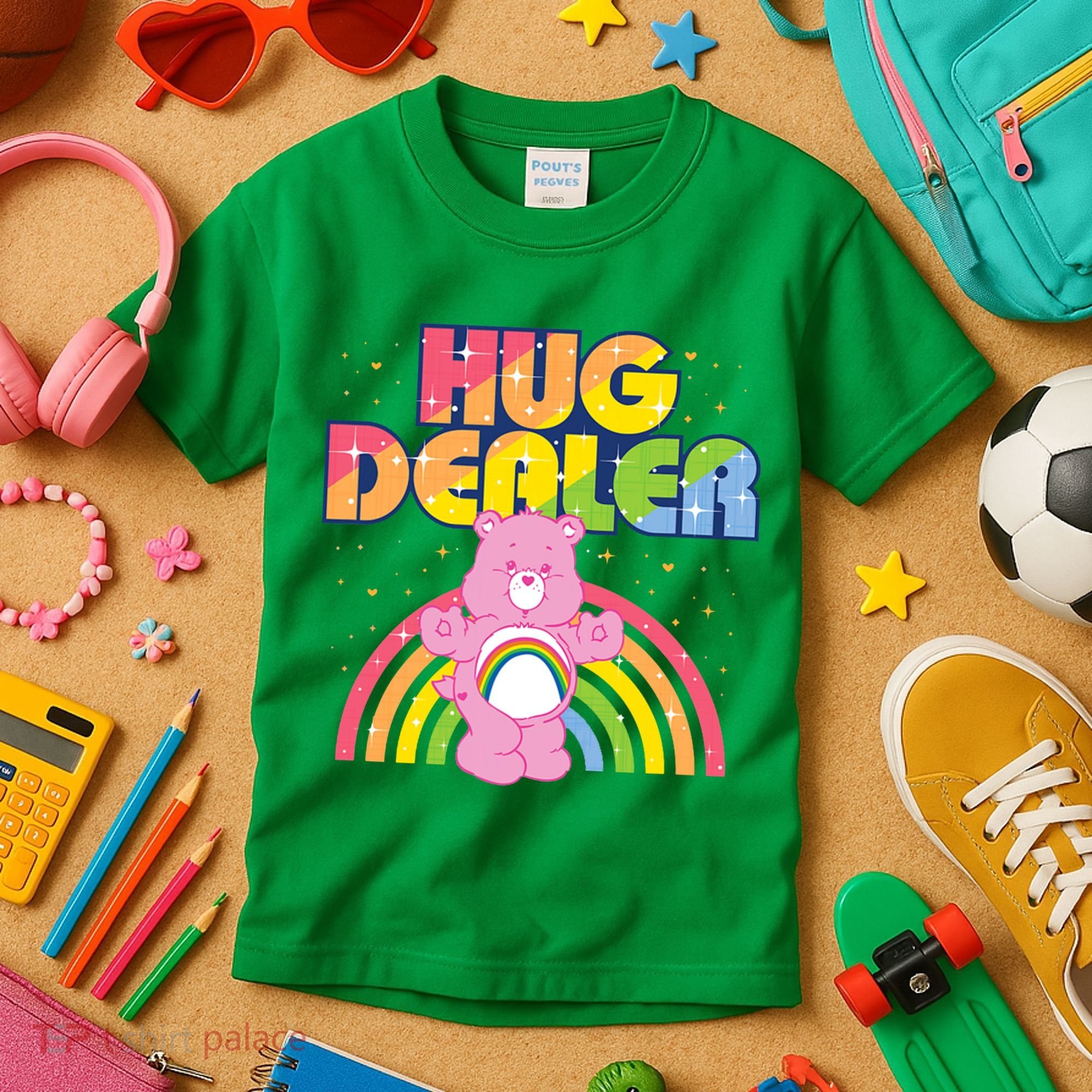 Hug Dealer Teddy Bear Rainbow Kids T-Shirt