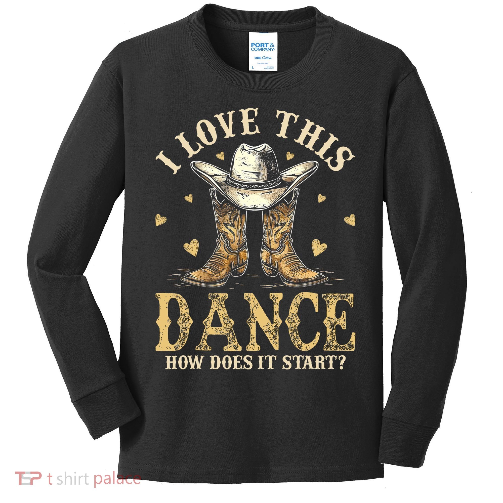How Does This Dance Start Line Dancer Country Kids Long Sleeve Shirt