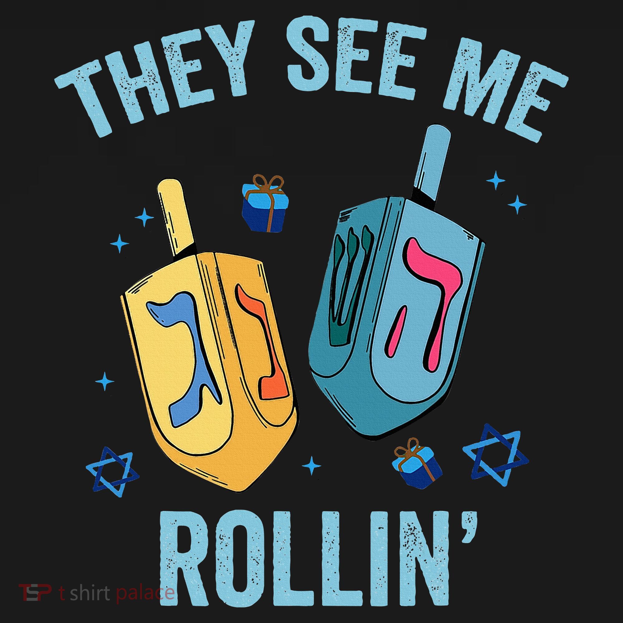 Hanukkah Dreidel They See Me Rolling Funny Jewish Festival  T-Shirt