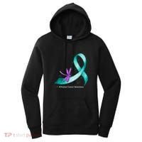 Hippie Dragonfly Teal Ribbon Ovarian Cancer Awareness Cute Gift Women's Hoodie thumb 0