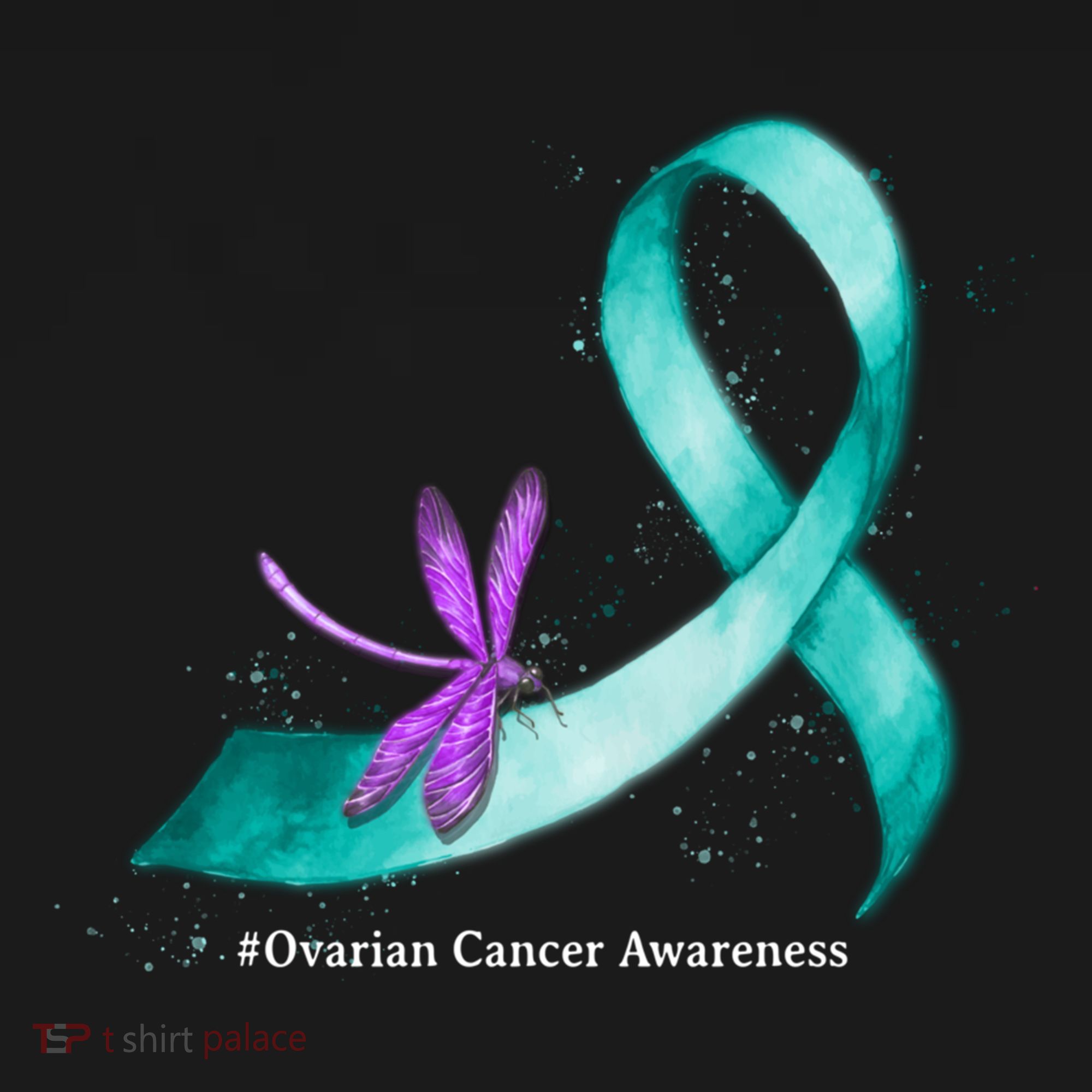 Hippie Dragonfly Teal Ribbon Ovarian Cancer Awareness Cute Gift Women's Hoodie