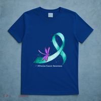 Hippie Dragonfly Teal Ribbon Ovarian Cancer Awareness Cute Gift T-Shirt thumb 5