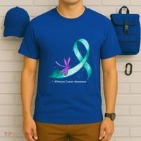 Hippie Dragonfly Teal Ribbon Ovarian Cancer Awareness Cute Gift T-Shirt thumb 6