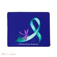 Hippie Dragonfly Teal Ribbon Ovarian Cancer Awareness Cute Gift Mousepad thumb 0