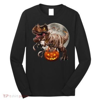 Halloween Dinosaur T Rex Pumpkin Long Sleeve Shirt