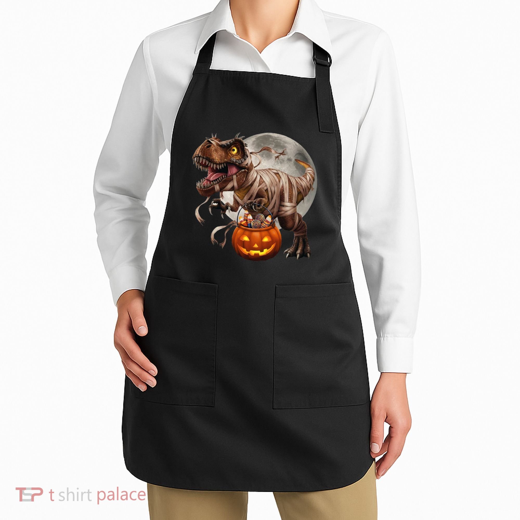 Halloween Dinosaur T Rex Pumpkin Apron