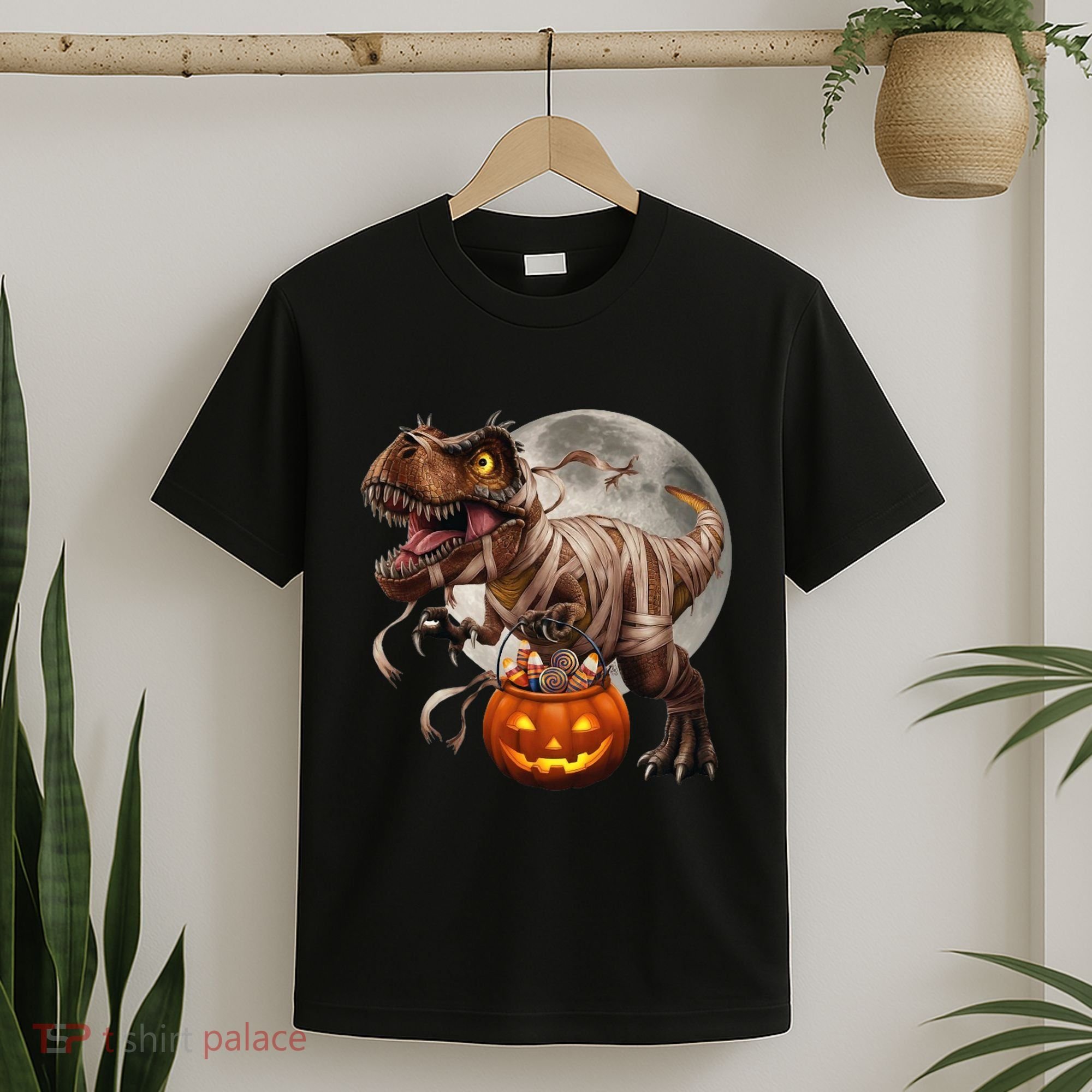 Halloween Dinosaur T Rex Pumpkin T-Shirt