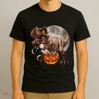 Halloween Dinosaur T Rex Pumpkin T-Shirt thumb 3