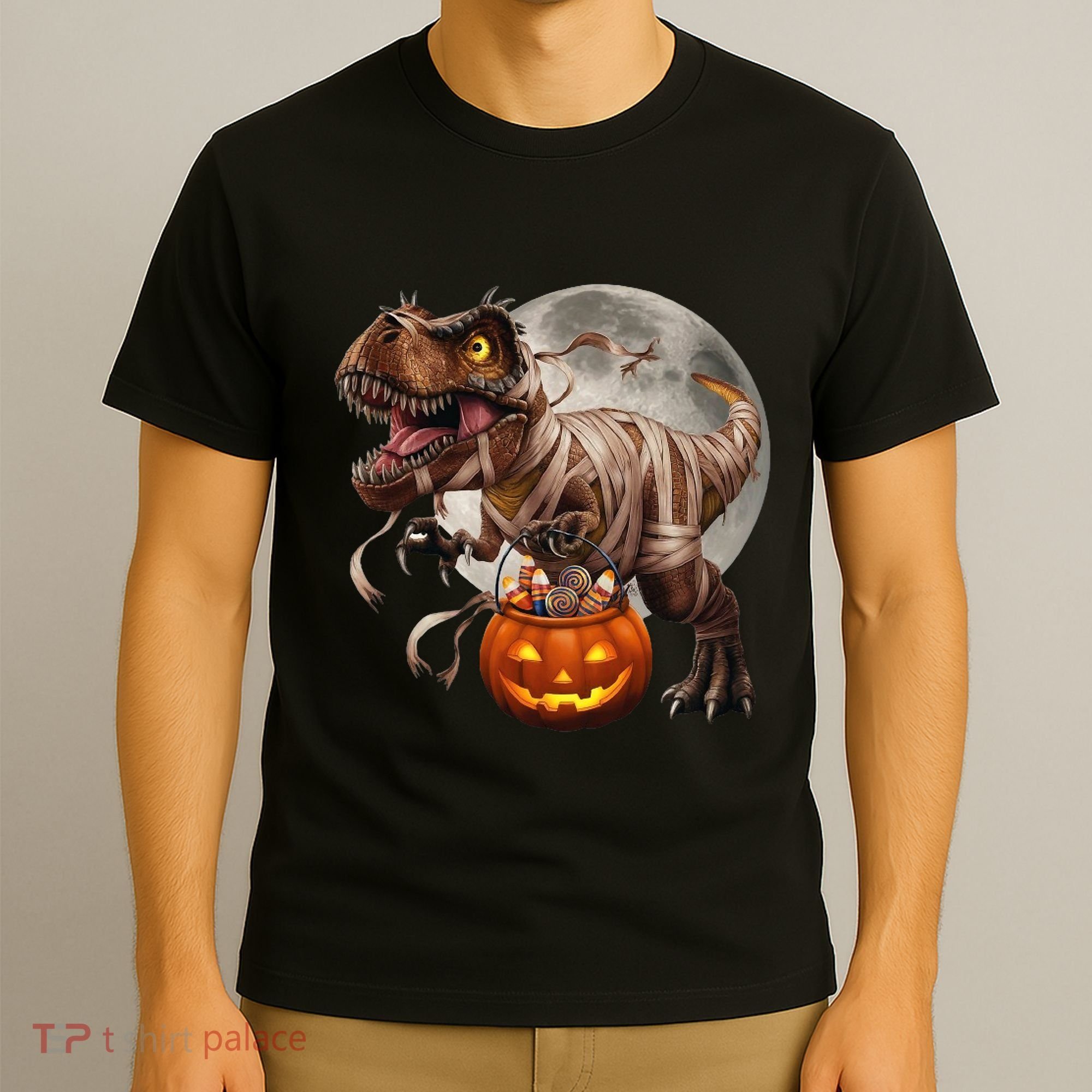 Halloween Dinosaur T Rex Pumpkin T-Shirt