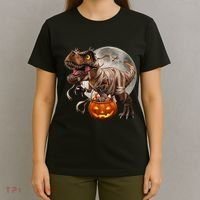 Halloween Dinosaur T Rex Pumpkin T-Shirt thumb 4
