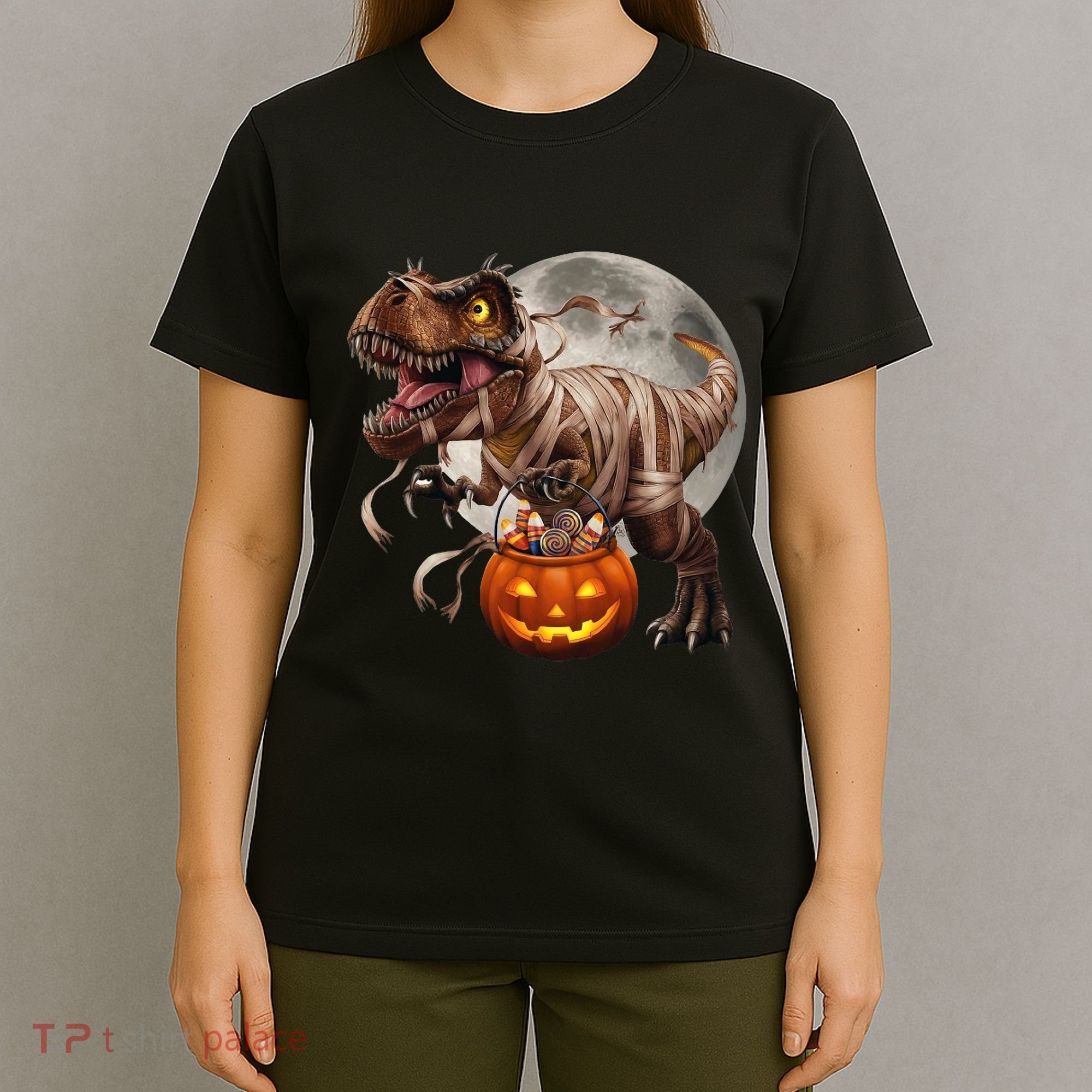 Halloween Dinosaur T Rex Pumpkin T-Shirt