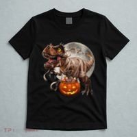 Halloween Dinosaur T Rex Pumpkin T-Shirt thumb 5