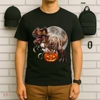 Halloween Dinosaur T Rex Pumpkin T-Shirt thumb 6