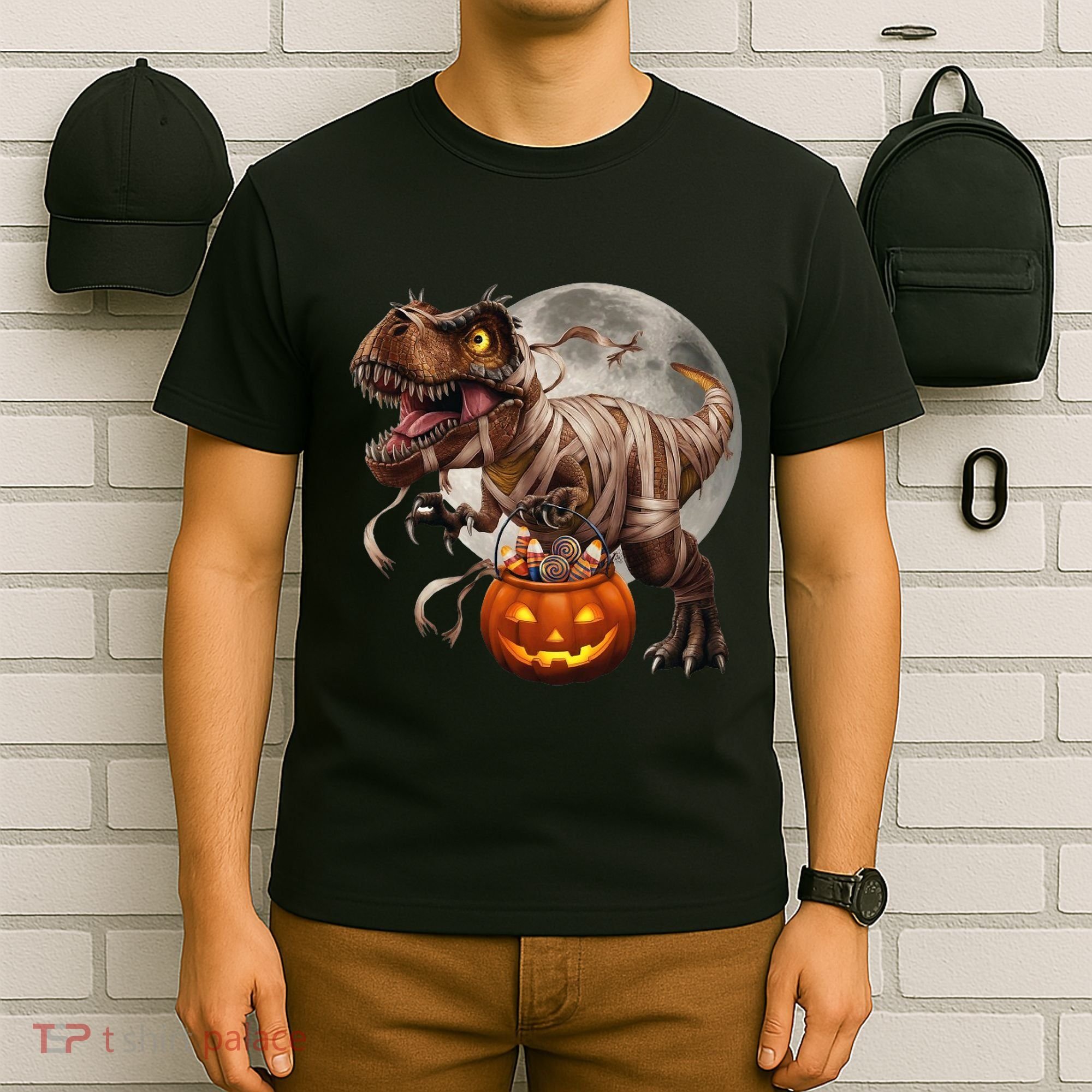 Halloween Dinosaur T Rex Pumpkin T-Shirt