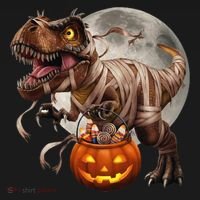 Halloween Dinosaur T Rex Pumpkin Backpack thumb 2