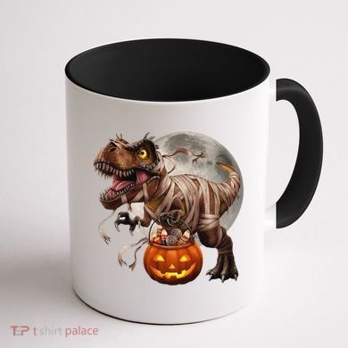 Halloween Dinosaur T Rex Pumpkin Coffee Mug back