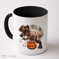Halloween Dinosaur T Rex Pumpkin Coffee Mug thumb 0